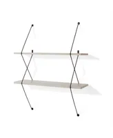 Danya B. Contemporary Two Level Shelving System with Black Wire Brackets