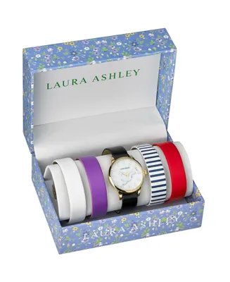 Laura Ashley Gold Slidethrough Interchangeable Marble Dial Set Watch