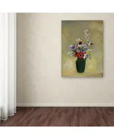 Odilon Redon 'Large Green Vase With Mixed Flowers' Canvas Art - 32" x 24" x 2"