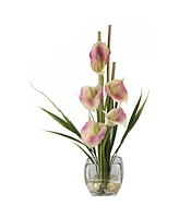 Nearly Natural Calla Lilly Liquid Illusion Silk Flower Arrangement