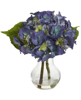 Nearly Natural Blooming Hydrangea w/ Vase Arrangement