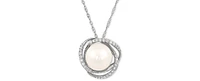 Honora Cultured Freshwater Pearl (8mm) & Diamond (1/8 ct. t.w.) 18" Pendant Necklace 14k Yellow Gold or White