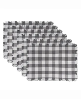 Gray Heavyweight Check Fringed Placemat Set of 6