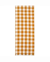 Pumpkin Spice Heavyweight Check Fringed Table Runner 14" X 108"