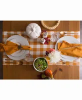 Pumpkin Spice Heavyweight Check Fringed Table Runner 14" X 108"