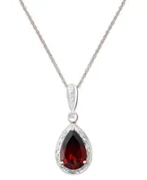 Diamond Accented Semi Precious Pendant Necklace In 14k White Yellow Or Rose Gold