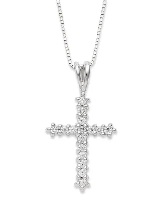 Diamond Cross Pendant Necklace in 14k White Gold (1/4 ct. t.w.)