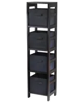 Winsome Capri 4-Section N Storage Shelf with 4 Foldable Fabric Baskets