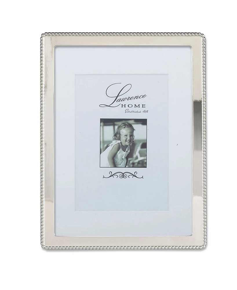 Lawrence Frames Silver Metal Picture Frame with Delicate Outer Border Of Beads - 8" x 10"