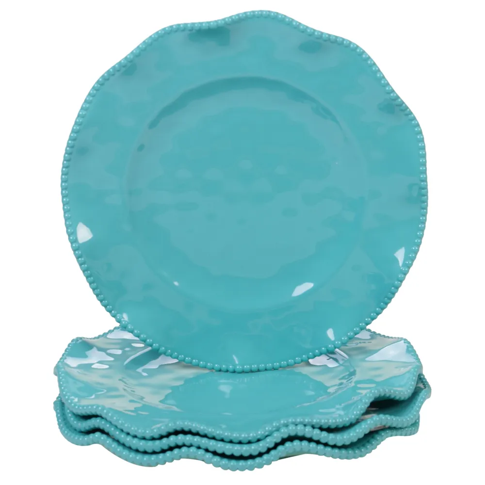 Certified International Perlette Teal Melamine 4-Pc. Dinner Plate Set