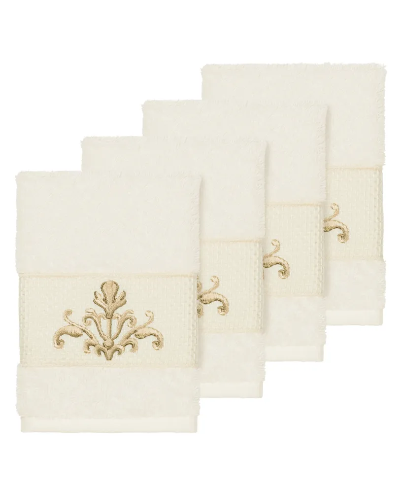 Linum Home Turkish Cotton Scarlet 4-Pc. Embellished Washcloth Set