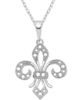 Diamond Fleur-de-Lis 18" Pendant Necklace (1/10 ct. t.w.) in Sterling Silver