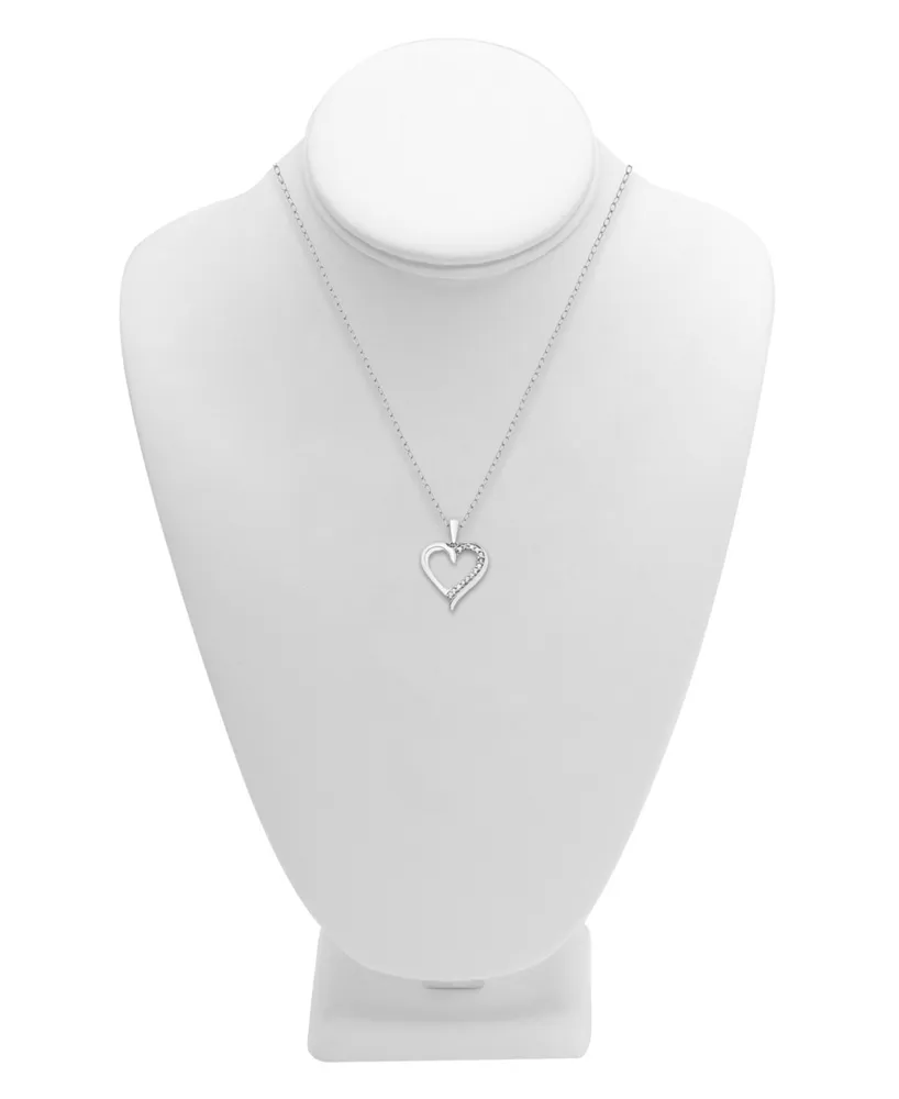 Diamond Heart 18" Pendant Necklace (1/10 ct. t.w.) in Sterling Silver