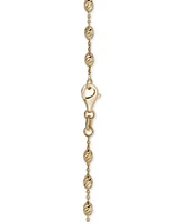 Italian Gold Diamond Cut Oval Bead, 18" Chain Necklace (2-5/8mm) in 14k Gold, Made in Italy