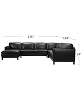 Closeout! Virton 136" 4-Pc. Leather Chaise Sectional Sofa, Created for Macy's