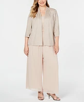 Alex Evenings Plus Wide-Leg Chiffon Pants