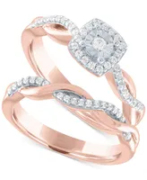 Diamond Bridal Set (1/4 ct. t.w.) 14k Rose Gold Over Sterling Silver