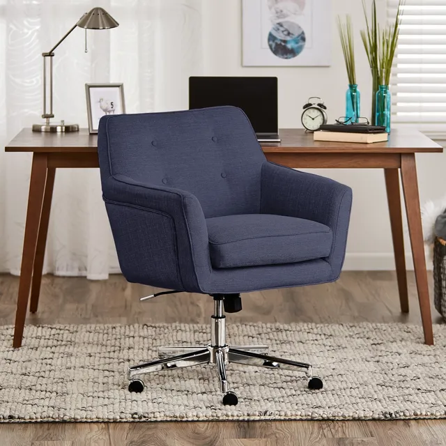 Serta Ashland Memory Foam & Twill Fabric Home Office Chair Blue