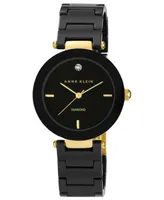 Anne Klein Watch, Women's Diamond Accent Black Ceramic Bracelet 33mm Ak