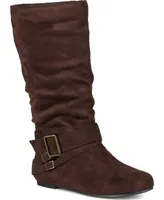 Journee Collection Women's Wide Calf Shelley Buckles Boots