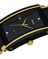 Rado Unisex Swiss Integral Diamond Accent Black Ceramic & Gold-Tone Stainless Steel Bracelet Watch 31x41mm R20204712