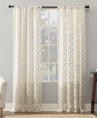 Yvette Trellis Jacquard Sheer Rod Pocket Curtain Panel