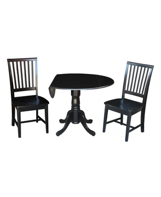 International Concepts 42" Dual Drop Leaf Table With 2 Mission Chairs