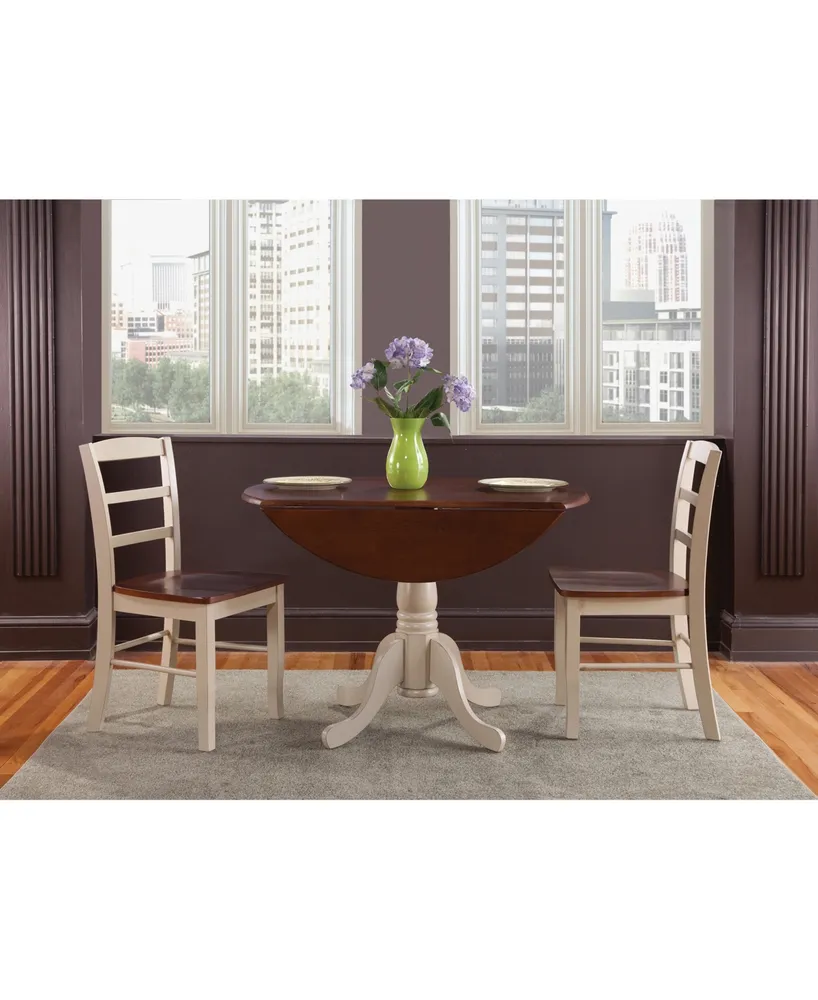 International Concepts 42" Dual Drop Leaf Table With 2 Madrid Chairs