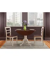 International Concepts 42" Dual Drop Leaf Table With 2 Madrid Chairs