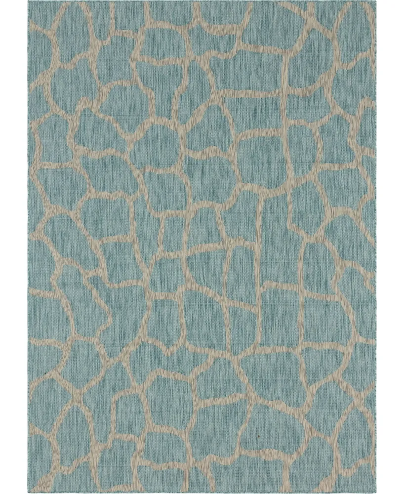 Bayshore Home Outdoor Pashio Pas7 Light Aqua 8' x 11' 4" Area Rug