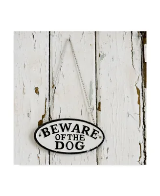 Tom Quartermaine 'Beware Of The Dog Sign On Antique Door' Canvas Art - 14" x 14"
