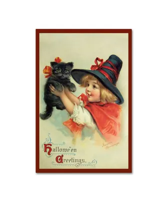 Vintage Apple Collection 'Little Witch And Halloween Kitty' Canvas Art - 22" x 32"