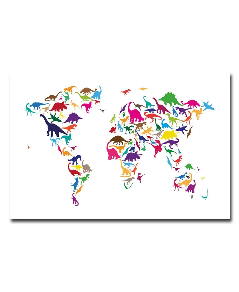 Michael Tompsett 'Dinosaur World Map' Canvas Art - 32" x 22"