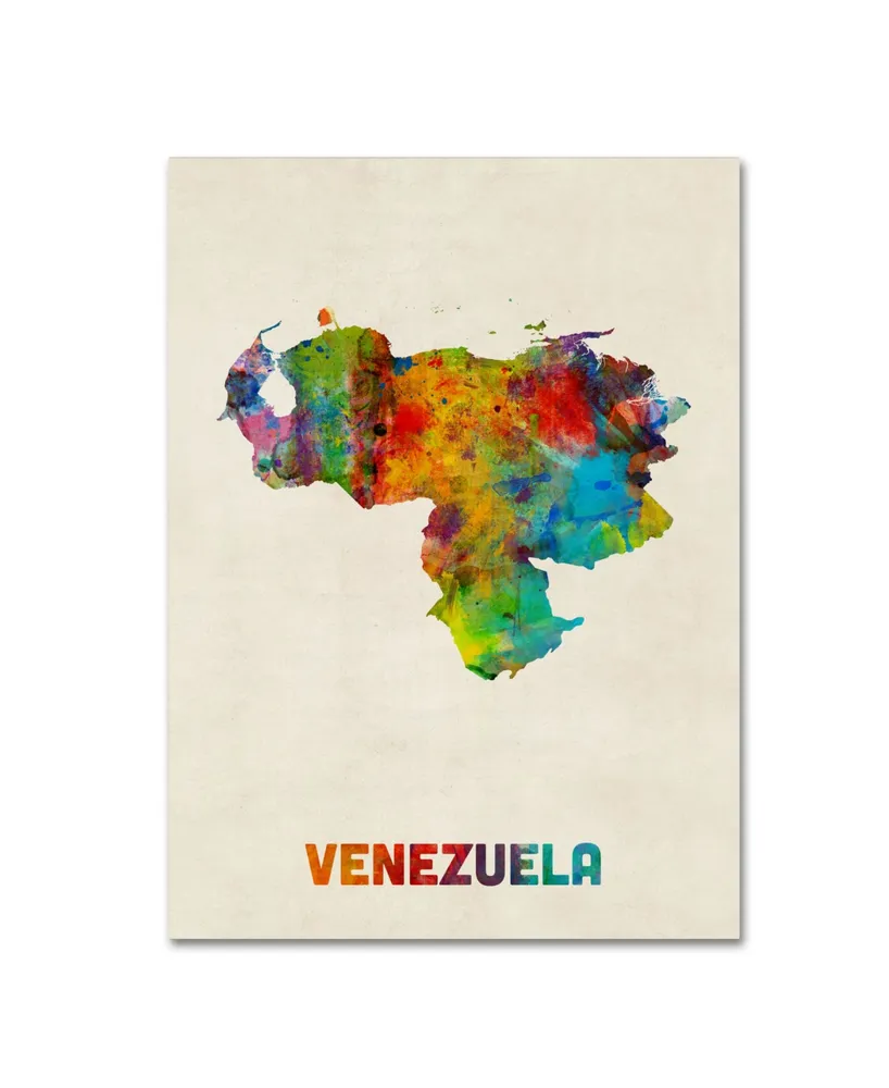 Michael Tompsett 'Venezuela Watercolor Map' Canvas Art - 24" x 32"