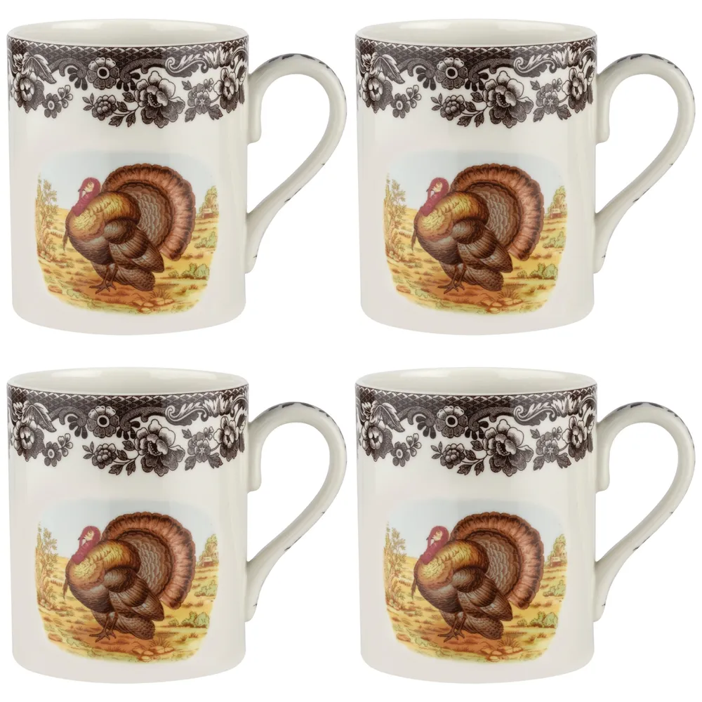 Spode Woodland Turkey Mugs, Set of 4