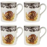 Spode Woodland Turkey Mugs, Set of 4