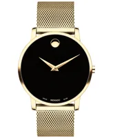 Movado Men's Swiss Museum Gold-Tone Pvd Stainless Steel Mesh Bracelet Watch 40mm