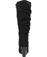 Journee Collection Women's Haze Wide Calf Rouched Knee High Wedge Boots