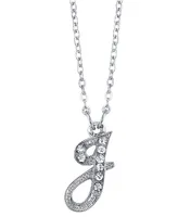 2028 Silver-Tone Crystal Initial Necklace 16" Adjustable