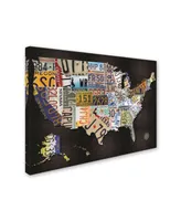 Masters Fine Art 'Usa License Plat Map on Black Wood' Canvas Art - 24" x 32"