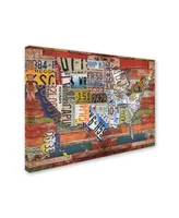Masters Fine Art 'Usa License Plate on Colorful Wood' Canvas Art - 14" x 19"