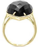 Effy Onyx (22 x 15mm) & Diamond (1/10 ct. t.w.) Statement Ring in 14k Gold
