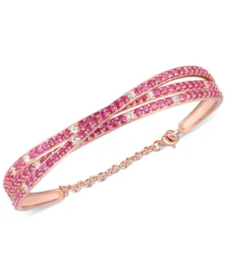 Ruby (5 ct. t.w.) & White Topaz (1/2 ct. t.w.) Bracelet in 14k Rose Gold-Plated Sterling Silver
