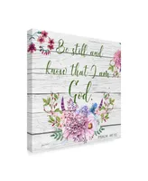 Jean Plout 'Garden Florals Bible Verse 1' Canvas Art - 24" x 24"