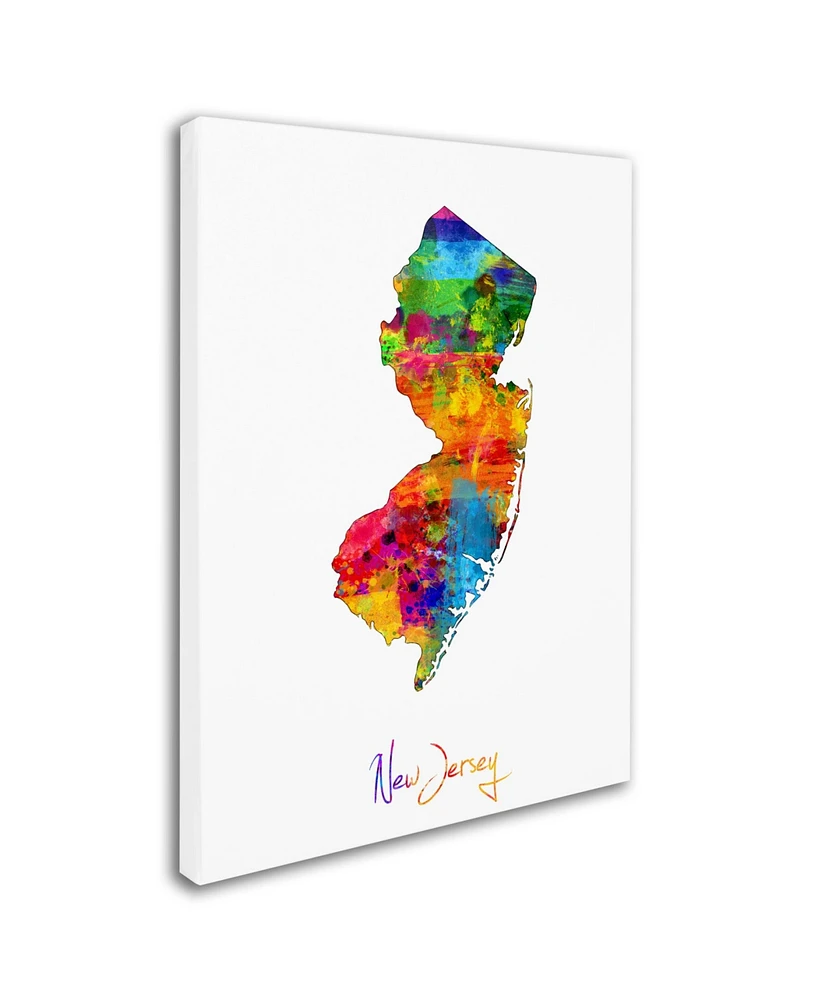 Michael Tompsett 'New Jersey Map' Canvas Art - 18" x 24"