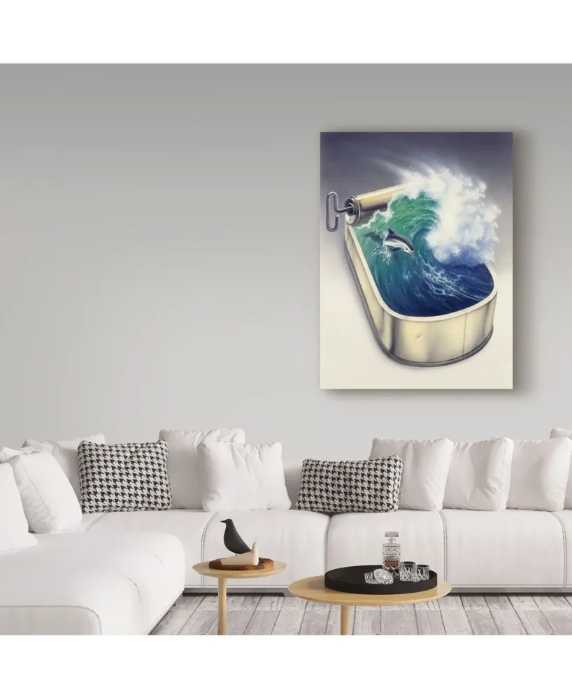 Harro Maass 'Dolphin In Wave' Canvas Art - 18" x 24"