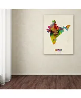 Michael Tompsett 'India Watercolor Map' Canvas Art - 14" x 19"