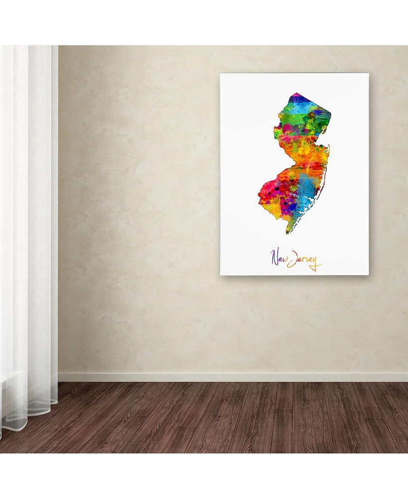 Michael Tompsett 'New Jersey Map' Canvas Art - 18" x 24"