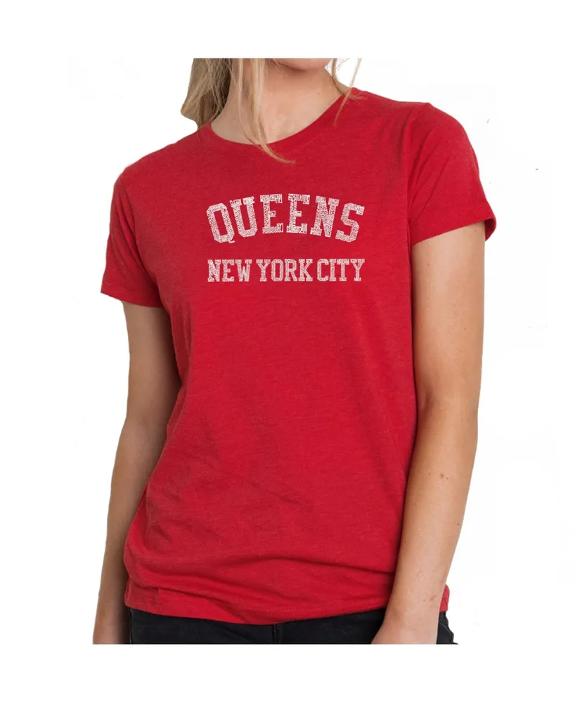 Women's Premium Word Art T-Shirt - Popular Queens Neighborhoods