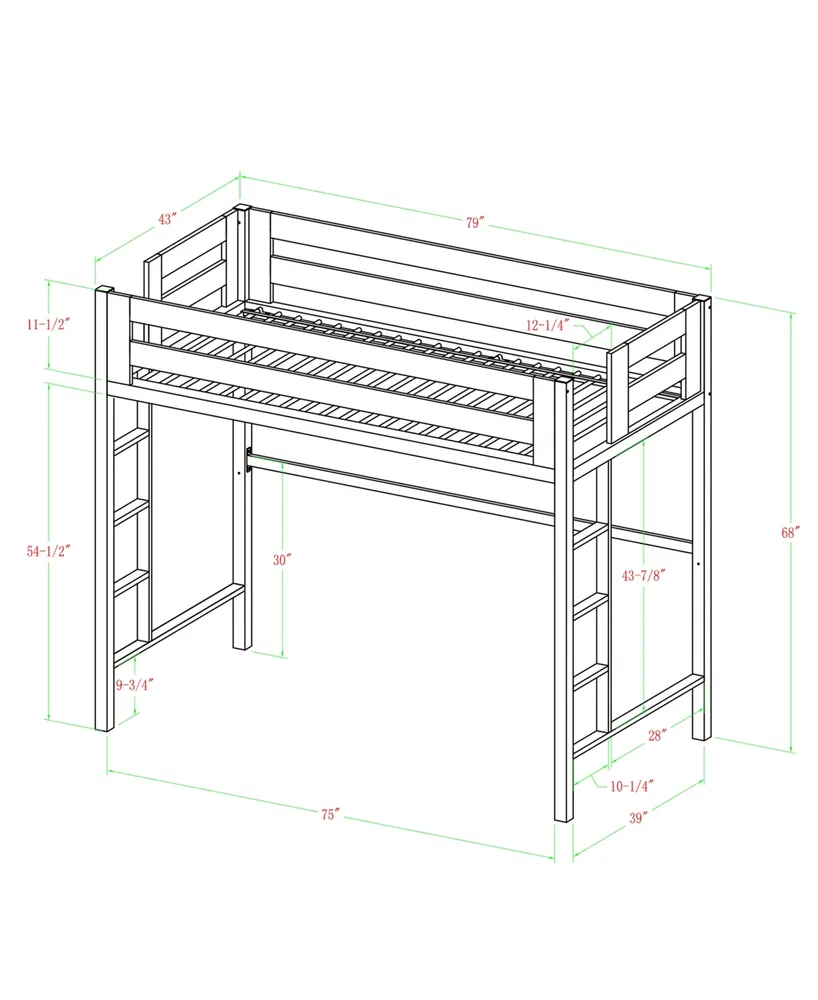Premium Deluxe Twin Metal Loft Bed - Mint